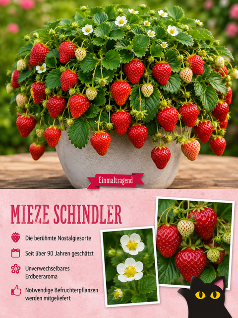 🍓 Erdbeere Mieze Schindler – Einmaltragend | Intensives Walderdbeeraroma