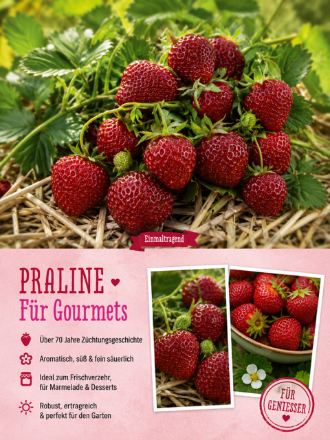 🍓 Erdbeere Praline – Einmaltragend | Feines Aroma & dunkle Gourmet-Früchte