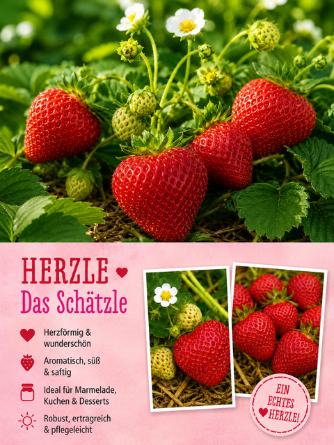 🍓 Erdbeere Herzle – Immertragend | Herzförmige Früchte & süßes Aroma